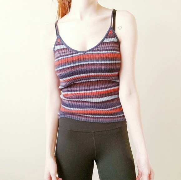 AEO Striped Ribbed Knit V-Neck Sweater Cami - Picture 5 of 7